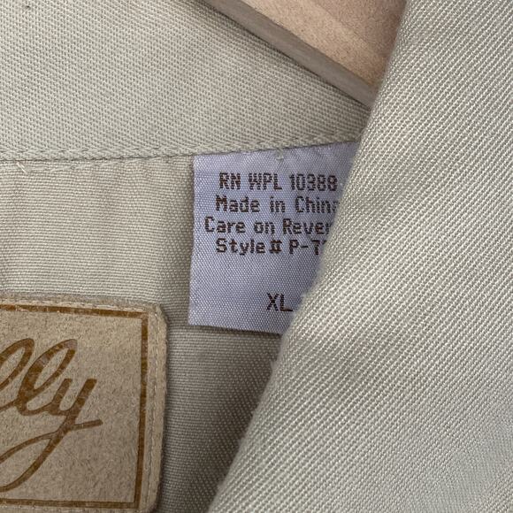 SCULLY Shirt Mens XL Floral Pearl Snap Button Up Western Cowboy Twill Beige - Picture 11 of 16